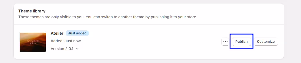 publish theme shopify